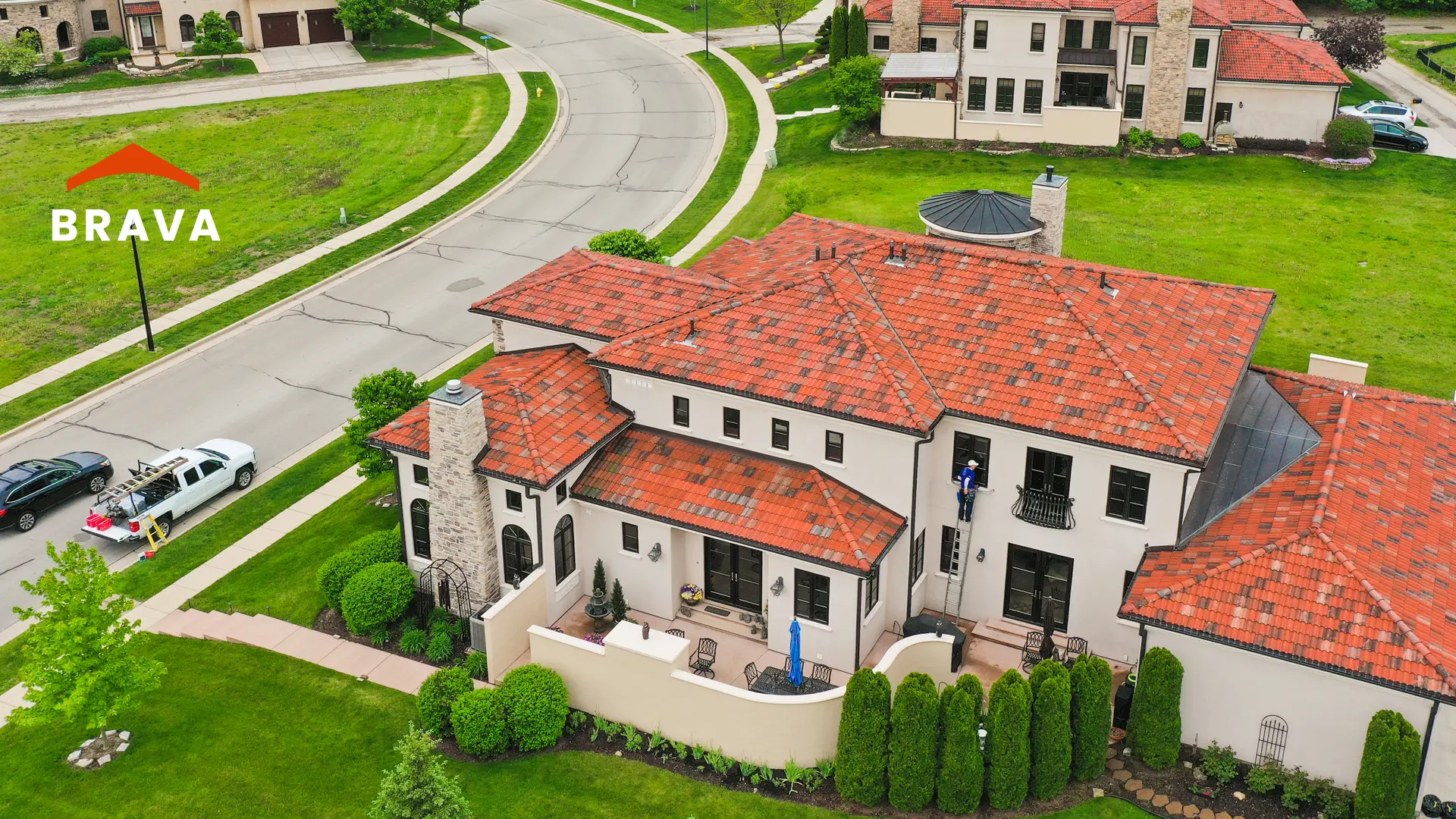 Mediterranean-style home with Brava composite Spanish barrel tile roofing