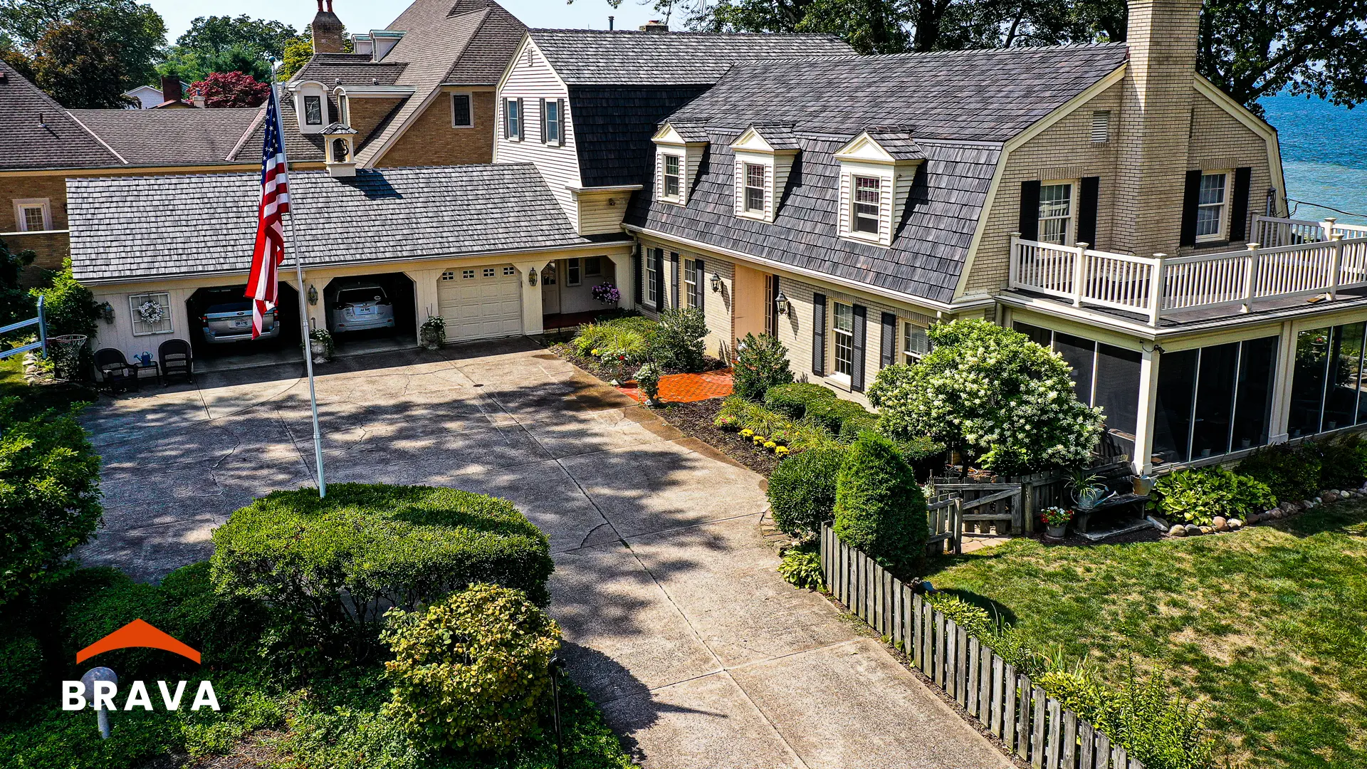 Home with Brava composite cedar shake roofing installed
